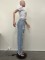 Sexy and fashionable burnt flower ripped jeans