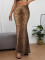 Fashionable leopard print slim fit sexy half body skirt with buttocks and fish tail