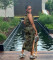 Fashionable camouflage printed side slit dress