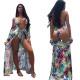 Floral printed bikini three piece set