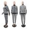 Outdoor leisure fashion printed threaded zipper two-piece set in stock