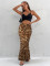Fashionable leopard print slim fit sexy half body skirt with buttocks and fish tail