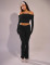 New one shoulder top, low waisted flared pants, fashionable and slimming solid color pants set