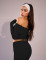 New one shoulder top, low waisted flared pants, fashionable and slimming solid color pants set
