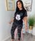 Personalized cartoon printed short sleeved casual two-piece set