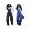 Fashionable shoulder strap loose multi organ pocket jumpsuit