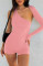 Spring women's solid color sexy backless hanging neck single shoulder sleeve sports jumpsuit