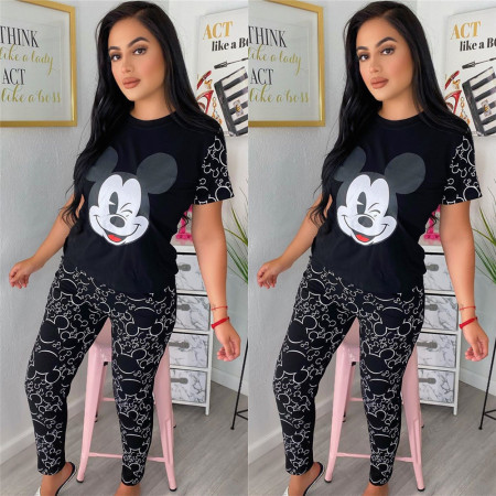 Personalized cartoon printed short sleeved casual two-piece set