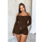 Sexy one neck pleated off shoulder long sleeved jumpsuit
