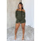 Sexy one neck pleated off shoulder long sleeved jumpsuit