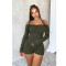 Sexy one neck pleated off shoulder long sleeved jumpsuit