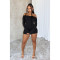 Sexy one neck pleated off shoulder long sleeved jumpsuit