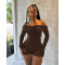 Sexy one neck pleated off shoulder long sleeved jumpsuit