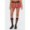 Fashionable and versatile classic plaid skirt with floral buds as the base