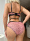 Sexy lingerie lace patchwork contrasting bra thong two-piece set