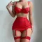 Sexy lingerie lace bra short skirt thong three piece set