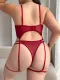 Size up fat woman sexy lingerie lace perspective seductive bra thong two-piece set