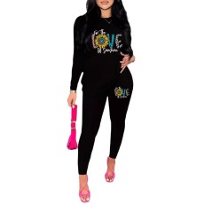 LOVE hot stamping long sleeved long pants two-piece set