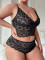 Big size fat woman sexy lingerie lace perspective seductive bra thong two-piece set