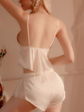 Sexy lingerie lace perspective seductive suspender pajama shorts two-piece set