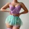 Sexy lingerie lace strapless short skirt thong three piece set