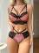 Sexy lingerie lace patchwork contrasting bra thong two-piece set