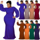 Large size women's long sleeved pearl dress for autumn