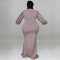 Large size women's long sleeved pearl dress for autumn