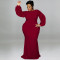 Large size women's long sleeved pearl dress for autumn