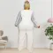 Large size women's winter new item pearl sleeve round neck jumpsuit