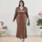Large size women's long sleeved pearl dress for autumn