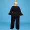 Large size women's winter new item pearl sleeve round neck jumpsuit