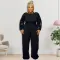 Large size women's winter new item pearl sleeve round neck jumpsuit