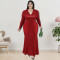 Large size women's long sleeved pearl dress for autumn