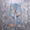 Flame Kapok Flower Printed Jeans DENIMTEARS Same Style Couple Long Pants Straight Pants ins