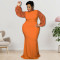 Large size women's long sleeved pearl dress for autumn