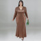Large size women's long sleeved pearl dress for autumn
