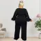 Large size women's winter new item pearl sleeve round neck jumpsuit