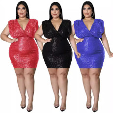 Large size women's spring new pearl sexy vest dress