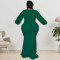 Large size women's long sleeved pearl dress for autumn