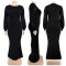 Large size women's winter new item with beaded sleeves women's dress
