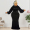 Large size women's winter new item with beaded sleeves women's dress
