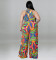 Wholesale supply of plus size women's clothing with printed collar jumpsuit