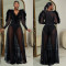Fashion women's mesh long sleeved dress long skirt new
