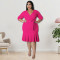 Wholesale source of plus size women's clothing, summer new style, mid sleeved jumpsuit, large swing skirt