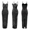 Strap, rhinestone, bubble bead evening dress, sexy dress, long skirt, women