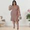 Wholesale source of plus size women's clothing, summer new style, mid sleeved jumpsuit, large swing skirt