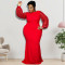 Large size women's winter new item with beaded sleeves women's dress