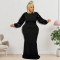 Large size women's winter new item with beaded sleeves women's dress