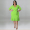 Wholesale source of plus size women's clothing, summer new style, mid sleeved jumpsuit, large swing skirt